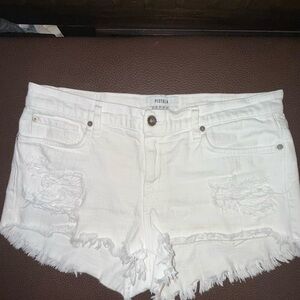 Pistola White Distressed Jean Shorts High-Waisted